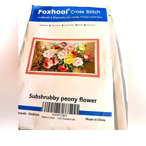 Foxhool Beginners Cross Stitch Kits‎ Stamped Subshrubby peony flower kit